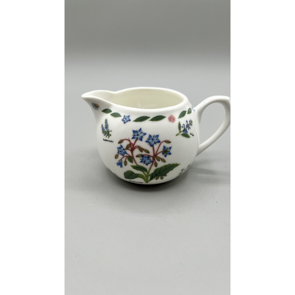 Vintage Kent Pottery 1887 Herb Garden Botanical Floral Cottage Creamer 3"x3"